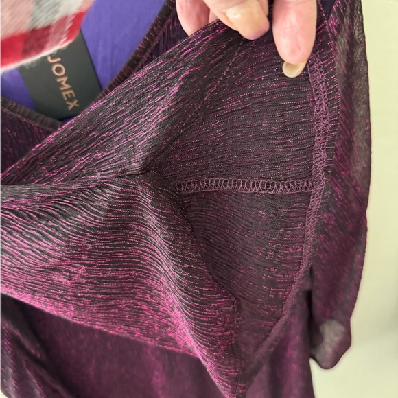 NWT Bilike Jomex SZ XL 3/4 Sleeve Glitter Blouse Double Layer Womens Tunic Top - Picture 6 of 14